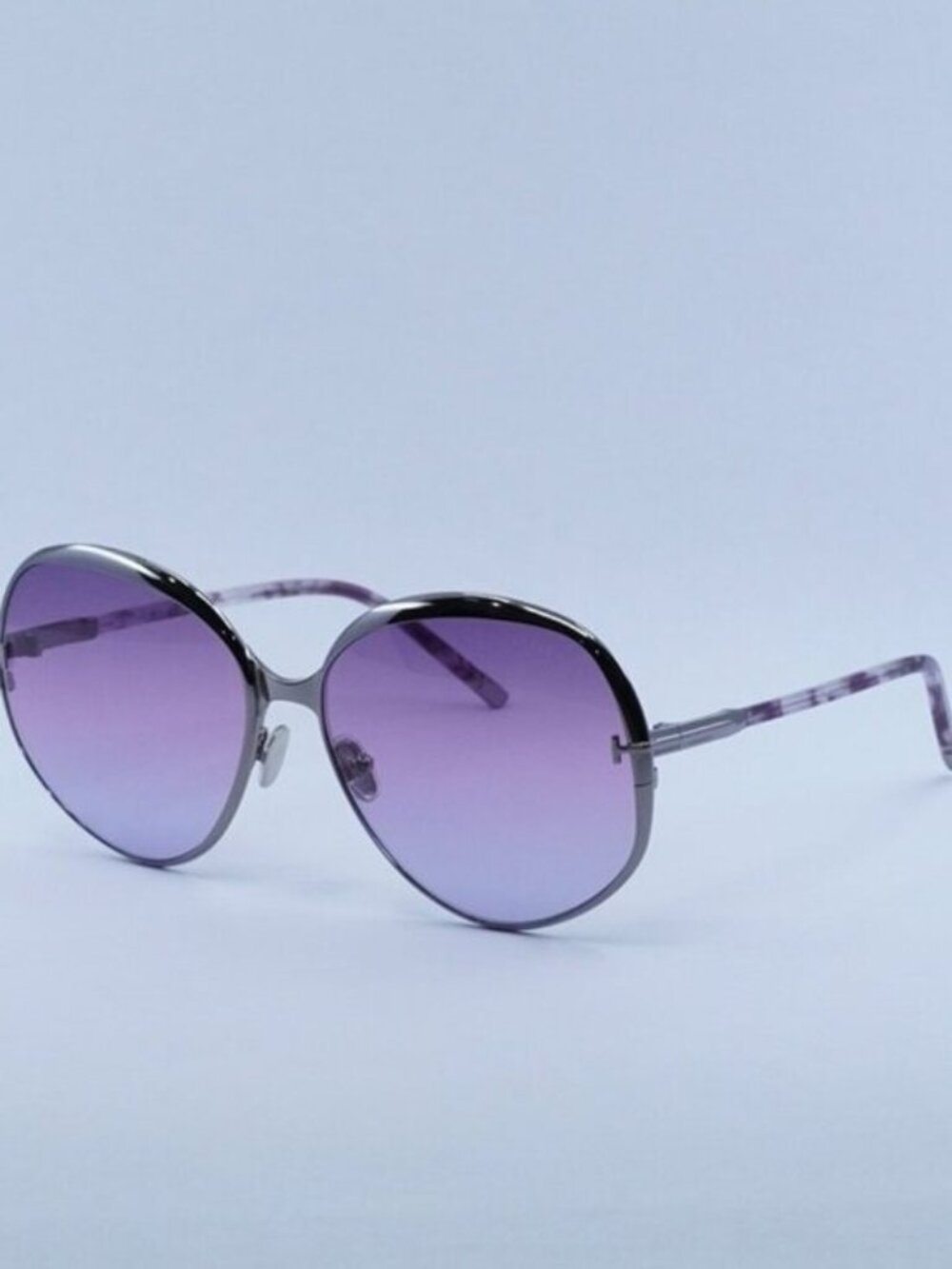 Tom Ford Yvette FT0913 14Z Sunglasses Ruthenium Round Frame, Violet Lenses